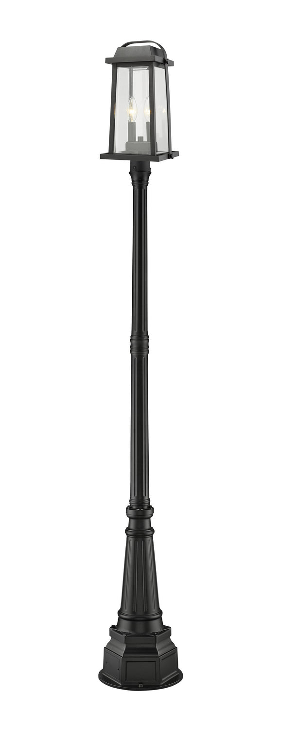 Millworks Two Light Outdoor Post Mounted Fixture in Black - available from The Lighting Shoppe, trusted by Canadian homeowners