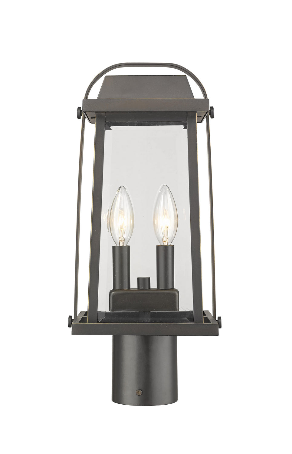 Millworks Two Light Outdoor Post Mount Fixture in Oil Rubbed Bronze - available from The Lighting Shoppe, trusted by Canadian homeowners