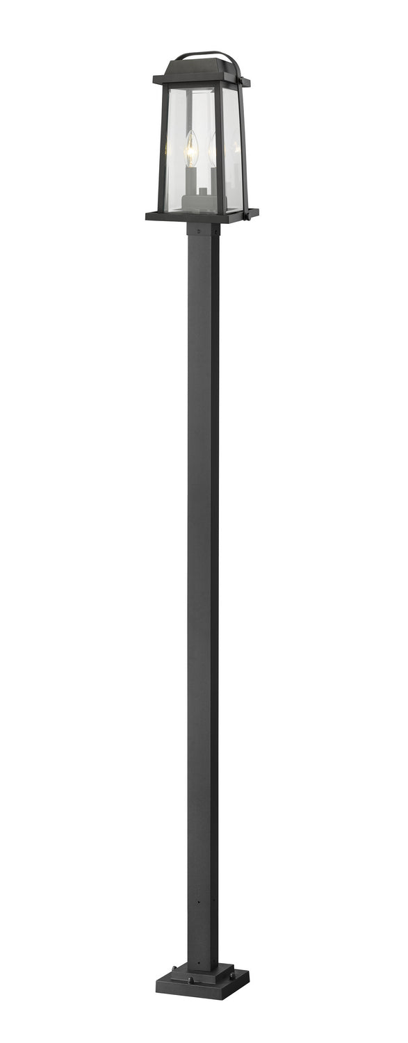 Millworks Two Light Outdoor Post Mounted Fixture in Black - available from The Lighting Shoppe, trusted by Canadian homeowners