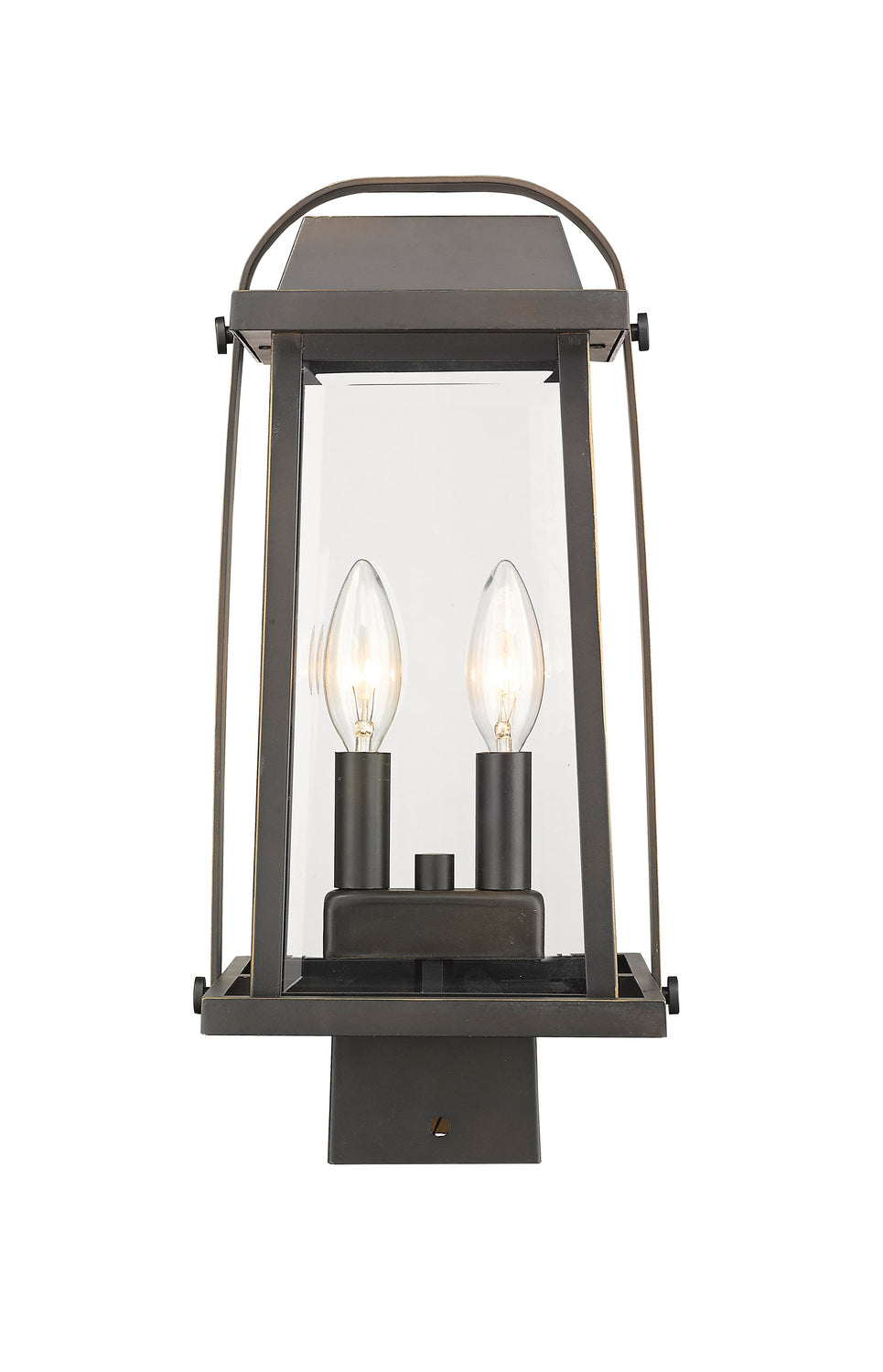 Millworks Two Light Outdoor Post Mount Fixture in Oil Rubbed Bronze - available from The Lighting Shoppe, trusted by Canadian homeowners