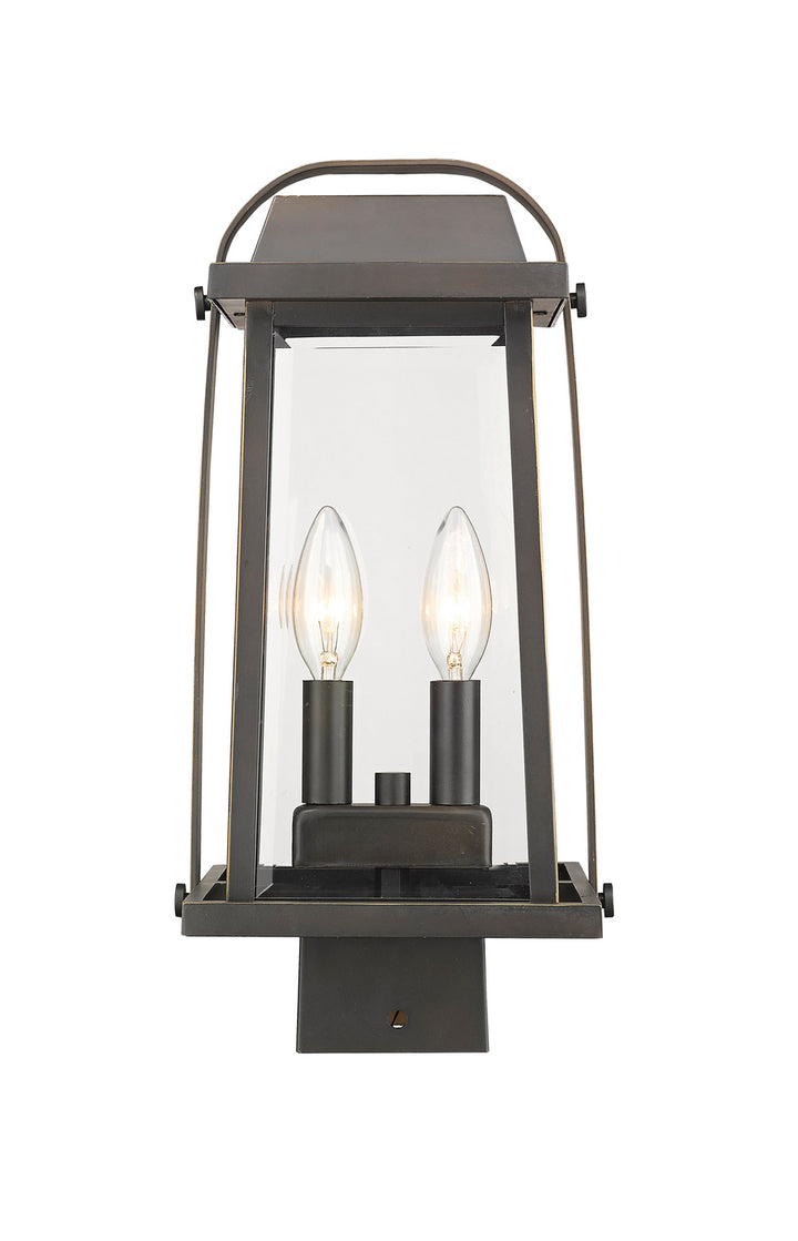 Millworks Two Light Outdoor Post Mount Fixture in Oil Rubbed Bronze - available from The Lighting Shoppe, trusted by Canadian homeowners