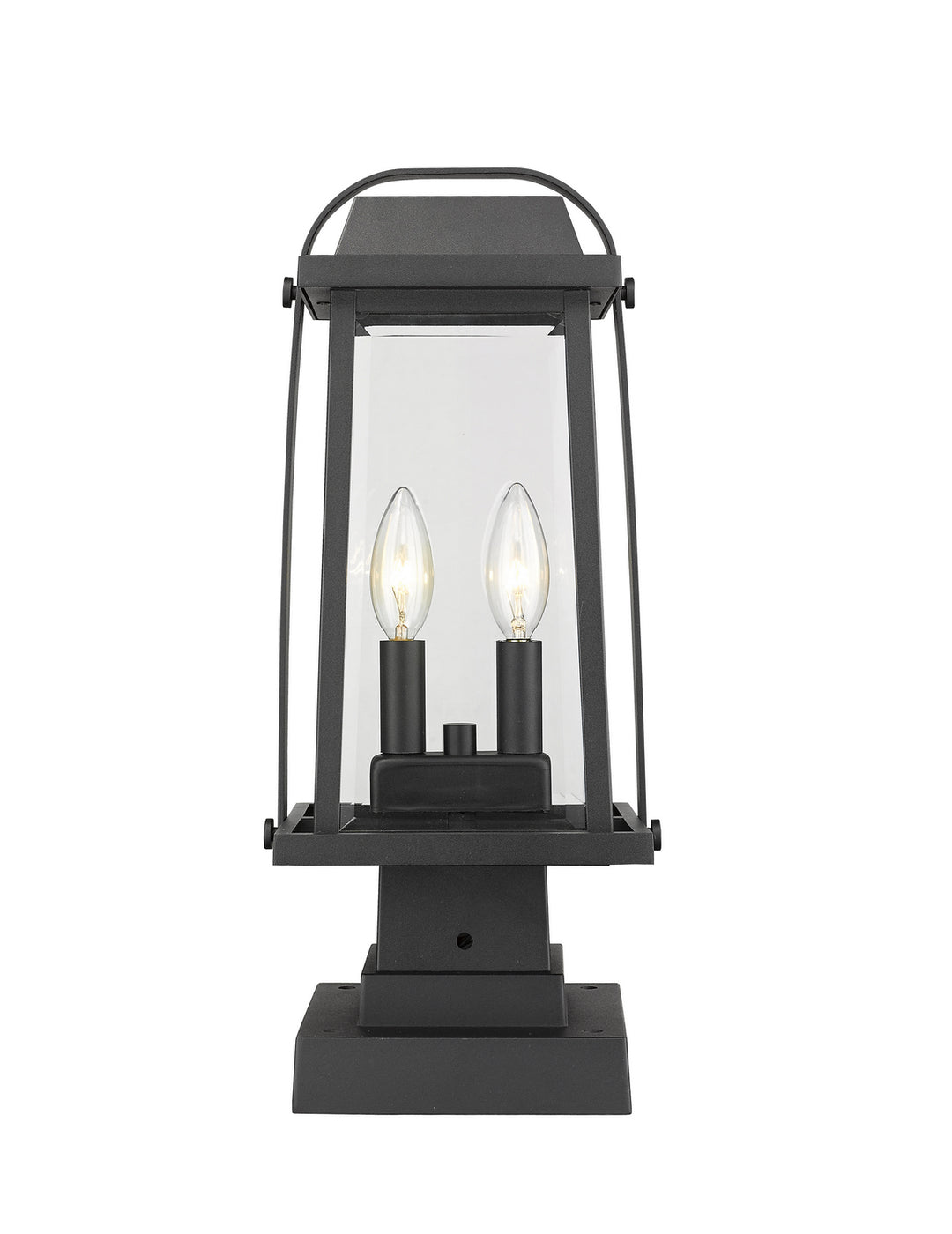 Millworks Two Light Outdoor Pier Mounted Fixture in Black - available from The Lighting Shoppe, trusted by Canadian homeowners