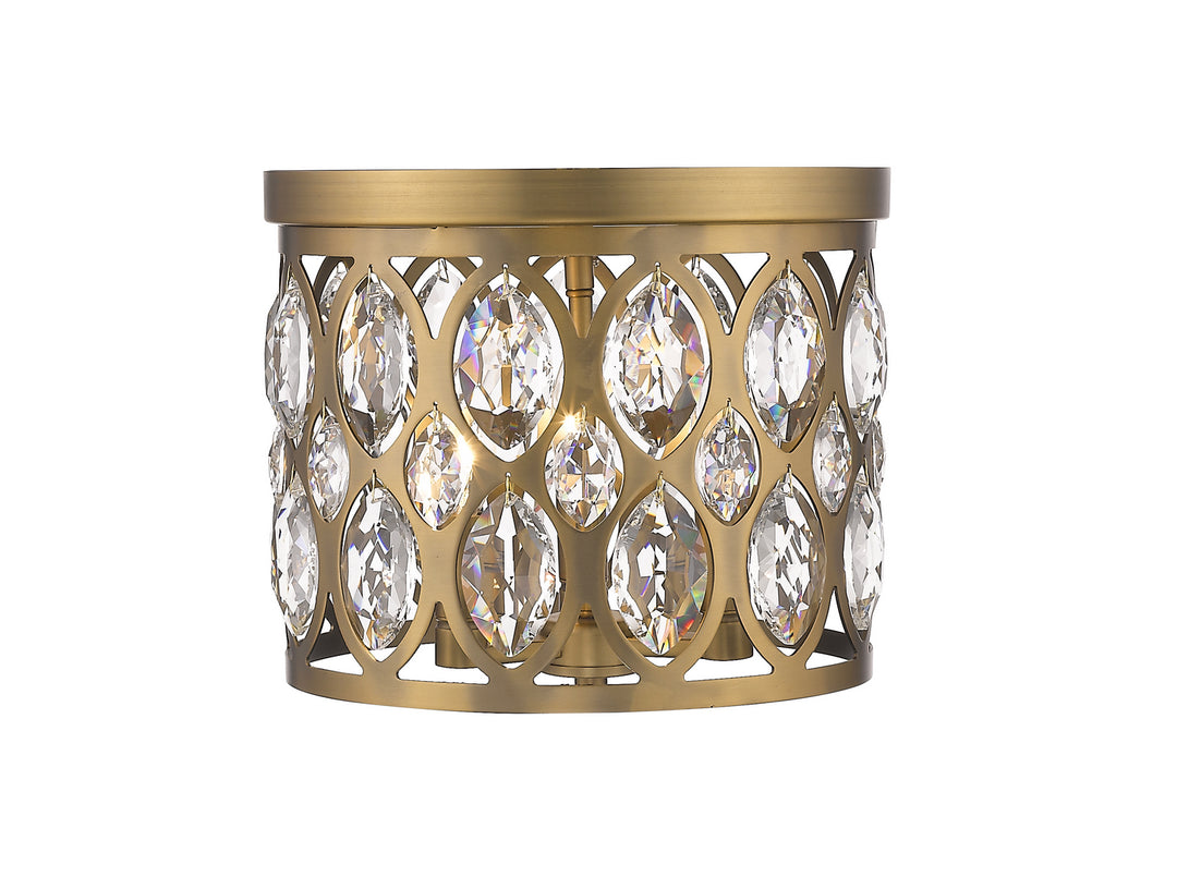 Dealey Three Light Flush Mount in Heirloom Brass - available from The Lighting Shoppe, trusted by Canadian homeowners