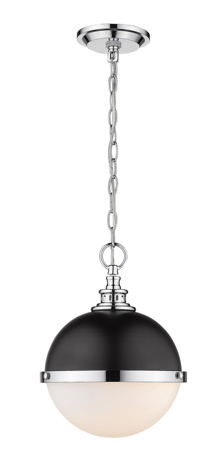 Peyton Two Light Pendant in Matte Black + Chrome - available from The Lighting Shoppe, trusted by Canadian homeowners