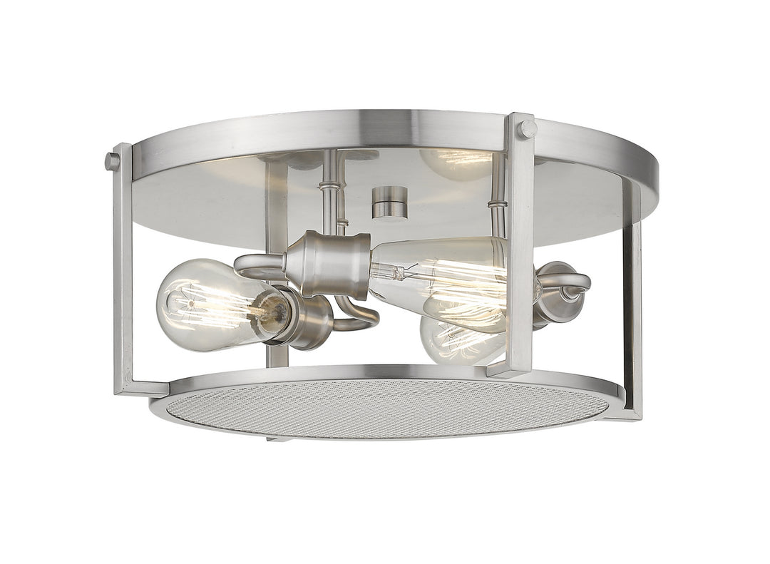 Halcyon Three Light Flush Mount in Brushed Nickel - available from The Lighting Shoppe, trusted by Canadian homeowners