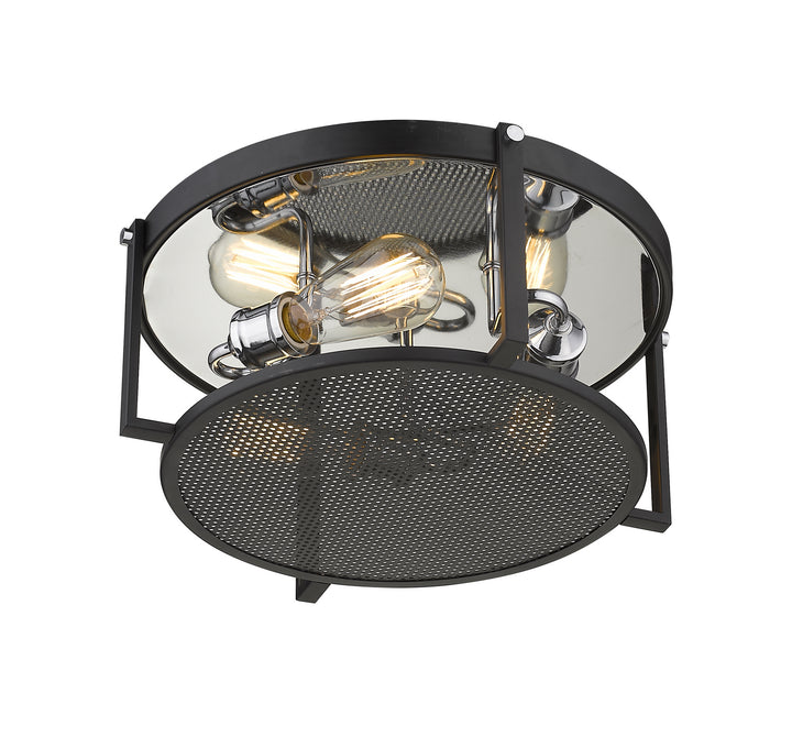 Z-Lite Canada - 723F15-MB+CH - Three Light Flush Mount - Halcyon - Matte Black + Chrome