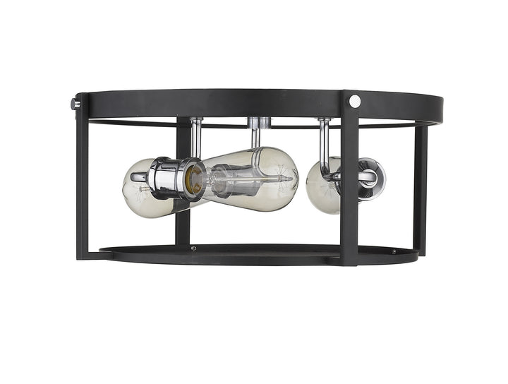Z-Lite Canada - 723F15-MB+CH - Three Light Flush Mount - Halcyon - Matte Black + Chrome