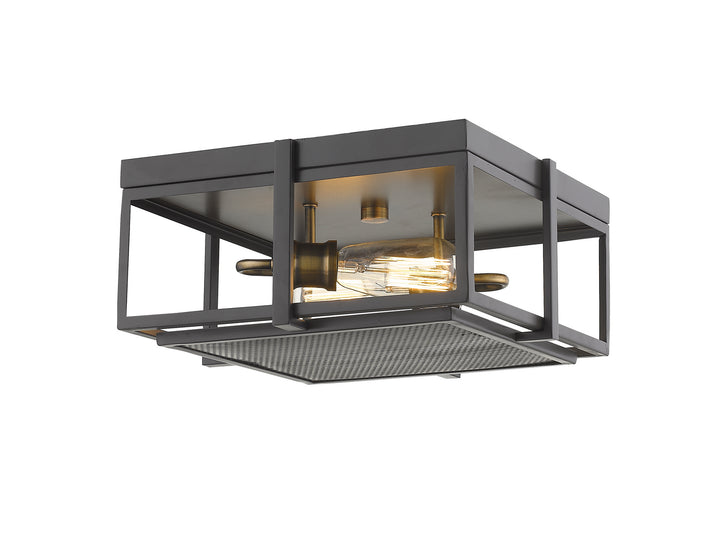 Z-Lite Canada - 724F13-BRZ+HBR - Two Light Flush Mount - Halcyon - Bronze + Heritage Brass