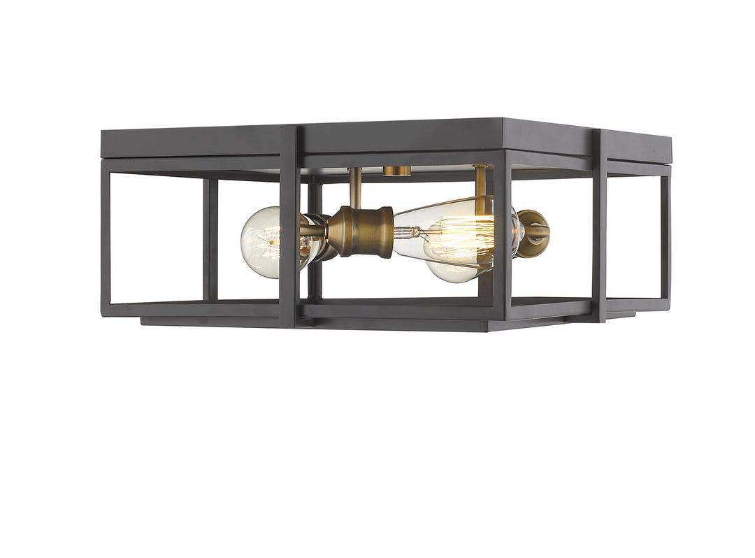 Z-Lite Canada - 724F15-BRZ+HBR - Three Light Flush Mount - Halcyon - Bronze + Heritage Brass