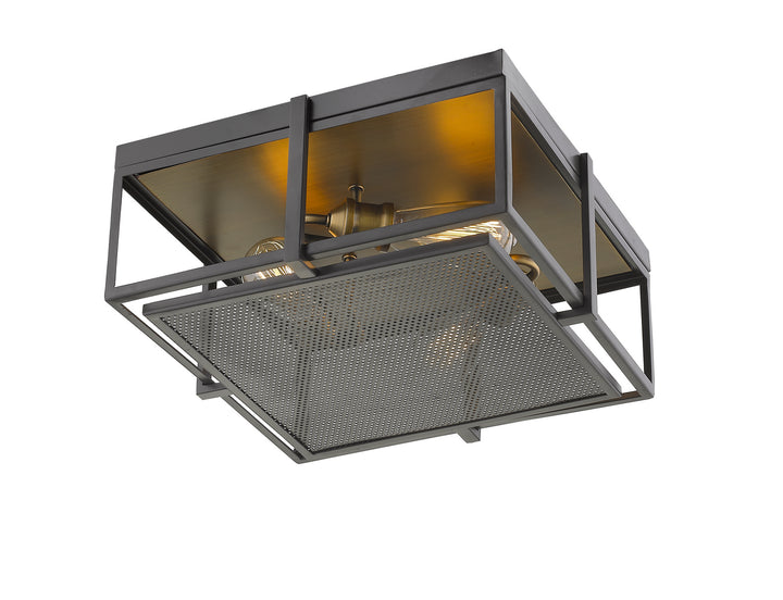 Z-Lite Canada - 724F15-BRZ+HBR - Three Light Flush Mount - Halcyon - Bronze + Heritage Brass
