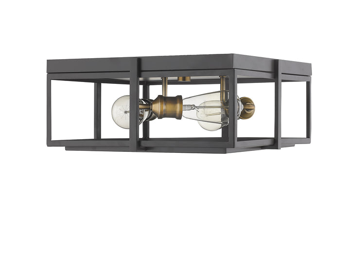 Z-Lite Canada - 724F15-BRZ+HBR - Three Light Flush Mount - Halcyon - Bronze + Heritage Brass