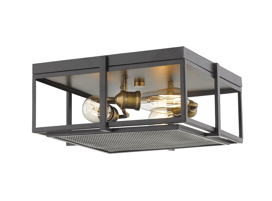 Halcyon Three Light Flush Mount in Bronze + Heritage Brass - available from The Lighting Shoppe, trusted by Canadian homeowners