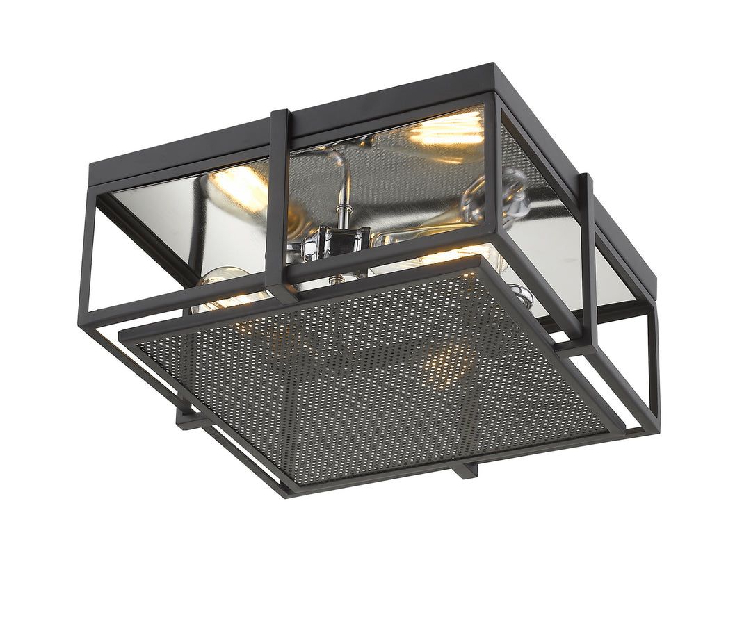 Z-Lite Canada - 724F15-MB+CH - Three Light Flush Mount - Halcyon - Matte Black + Chrome
