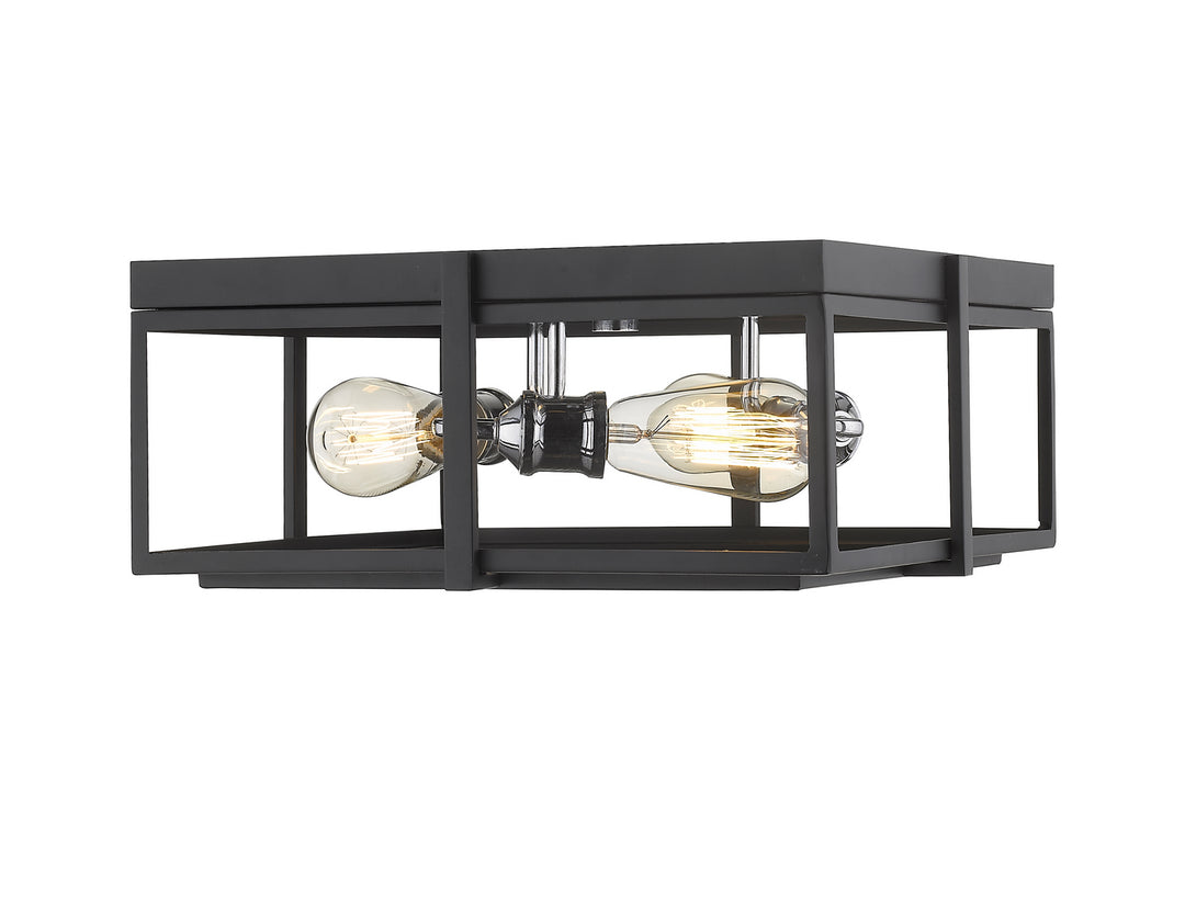 Z-Lite Canada - 724F15-MB+CH - Three Light Flush Mount - Halcyon - Matte Black + Chrome