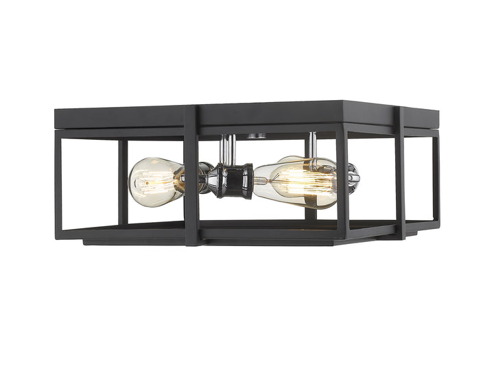 Z-Lite Canada - 724F15-MB+CH - Three Light Flush Mount - Halcyon - Matte Black + Chrome