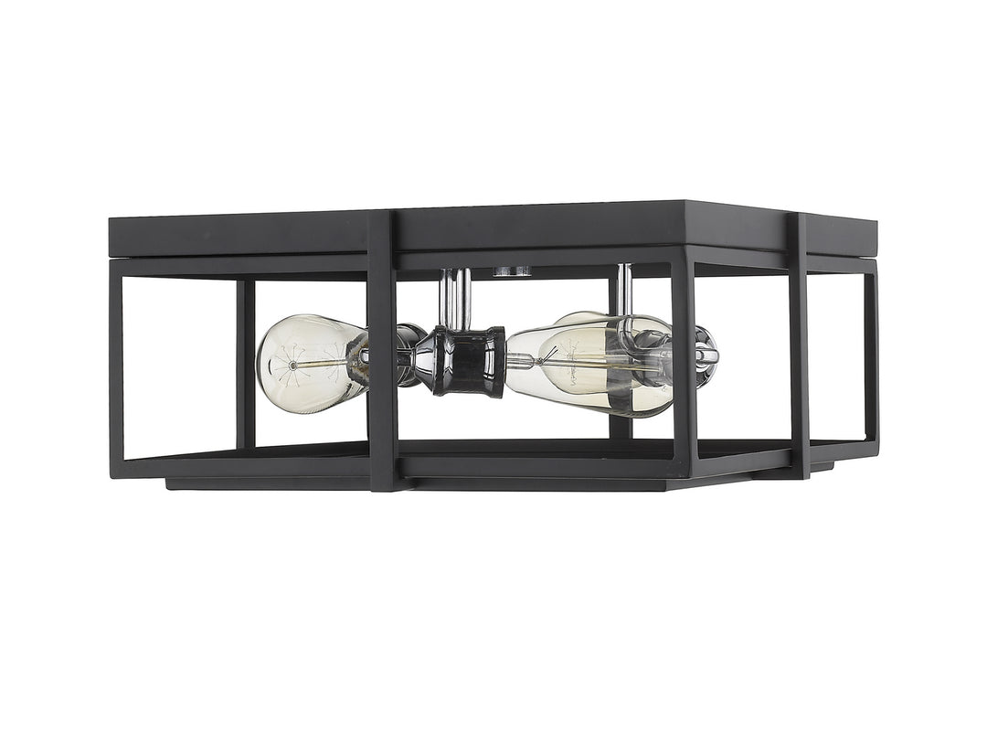 Z-Lite Canada - 724F15-MB+CH - Three Light Flush Mount - Halcyon - Matte Black + Chrome