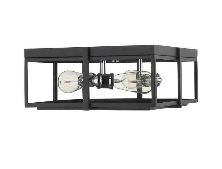 Z-Lite Canada - 724F15-MB+CH - Three Light Flush Mount - Halcyon - Matte Black + Chrome