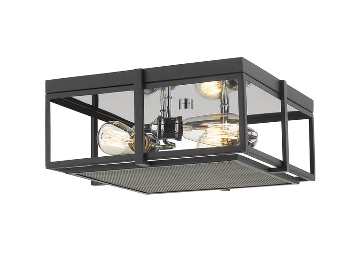 Z-Lite Canada - 724F15-MB+CH - Three Light Flush Mount - Halcyon - Matte Black + Chrome