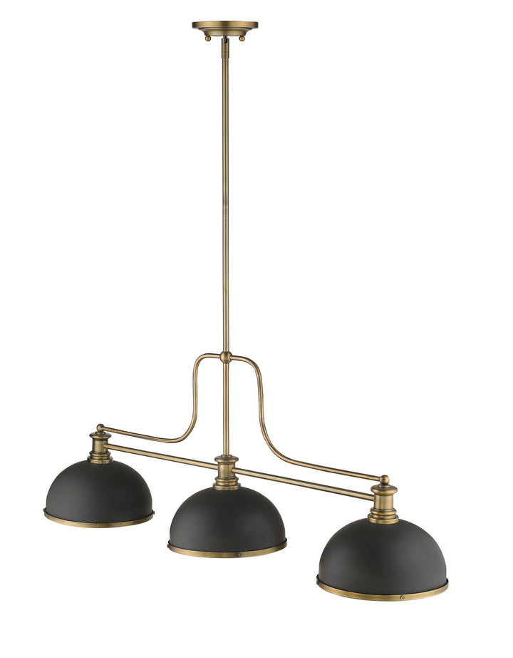 Z-Lite Canada - 725-3HBR-D12BRZ+HBR - Three Light Billiard - Melange - Heritage Brass