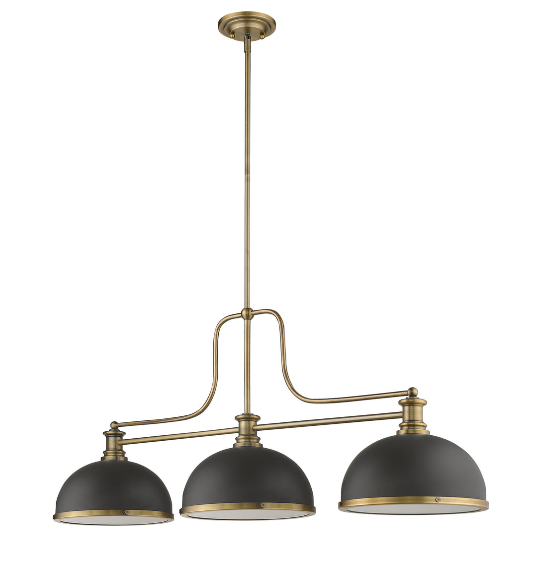 Z-Lite Canada - 725-3HBR-D12BRZ+HBR - Three Light Billiard - Melange - Heritage Brass