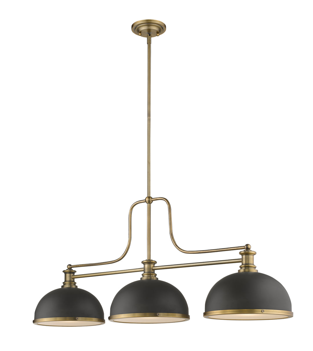 Melange Three Light Billiard in Heritage Brass - available from The Lighting Shoppe, trusted by Canadian homeowners
