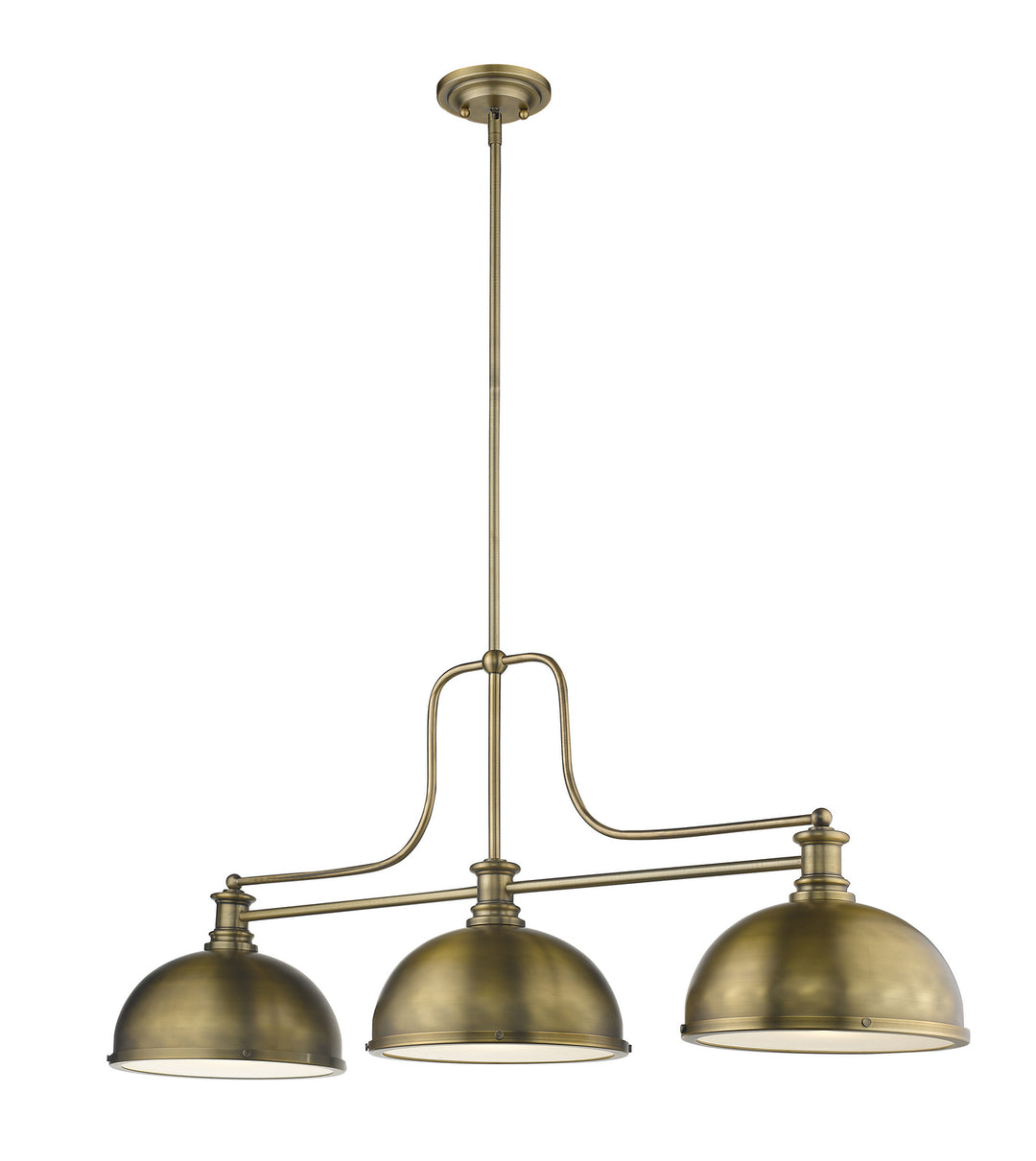 Melange Three Light Billiard in Heritage Brass - available from The Lighting Shoppe, trusted by Canadian homeowners