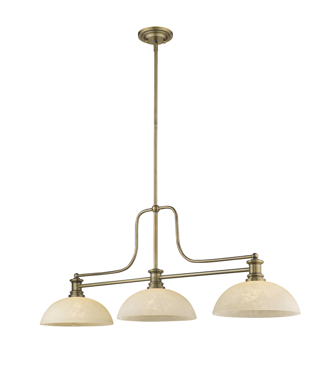 Melange Three Light Billiard in Heritage Brass - available from The Lighting Shoppe, trusted by Canadian homeowners