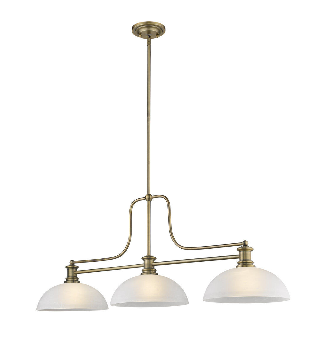 Melange Three Light Billiard in Heritage Brass - available from The Lighting Shoppe, trusted by Canadian homeowners