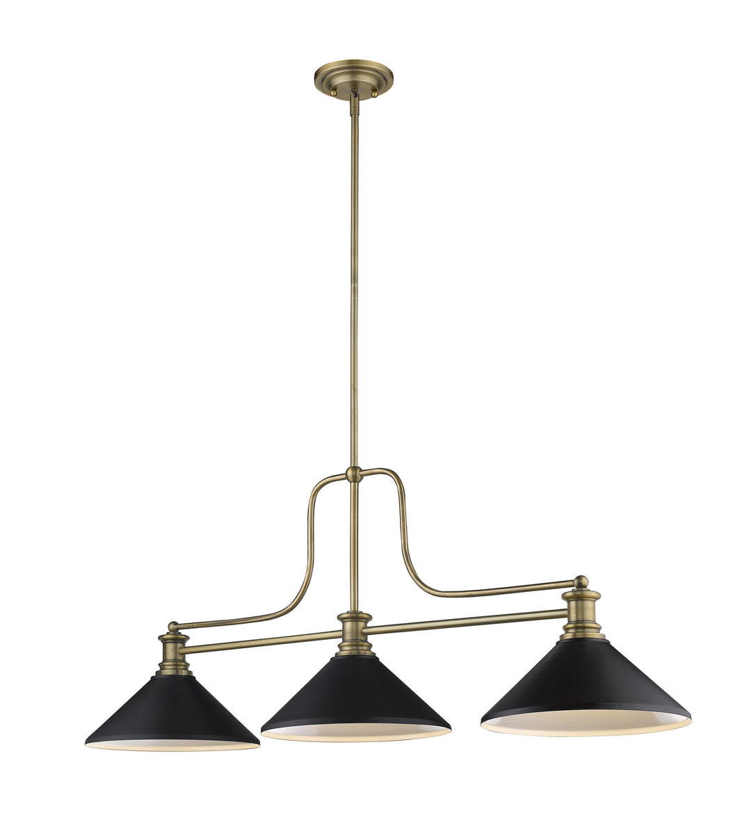 Melange Three Light Billiard in Heritage Brass - available from The Lighting Shoppe, trusted by Canadian homeowners