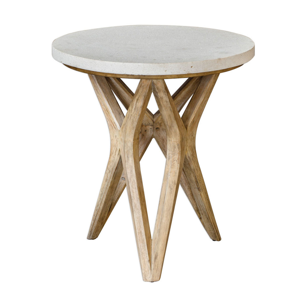 Marnie Accent Table in Mixed Woods With An Natural Ivory - available from The Lighting Shoppe, trusted by Canadian homeowners