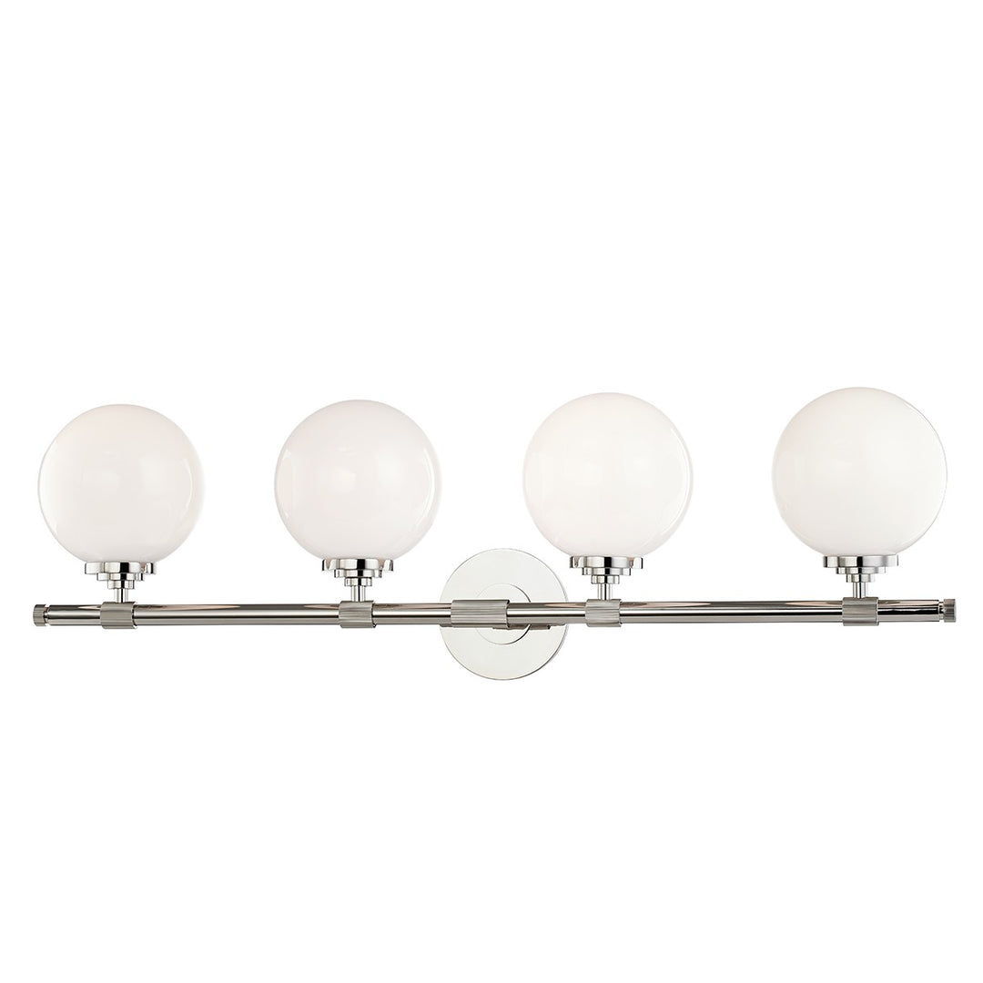 Bowery Four Light Bath Bracket in Polished Nickel - available from The Lighting Shoppe, trusted by Canadian homeowners