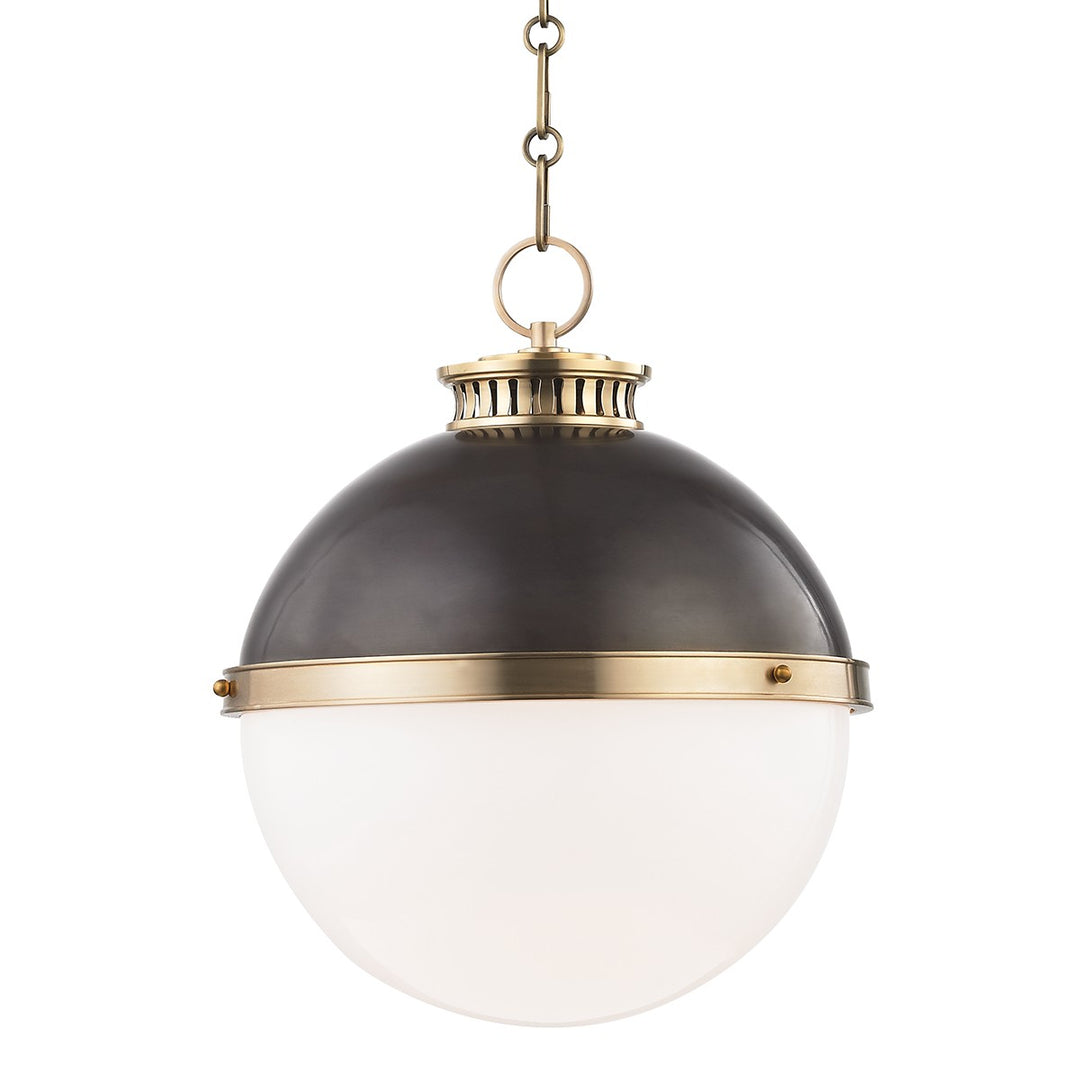 Latham One Light Pendant in Aged/Antique Distressed Bronze - available from The Lighting Shoppe, trusted by Canadian homeowners