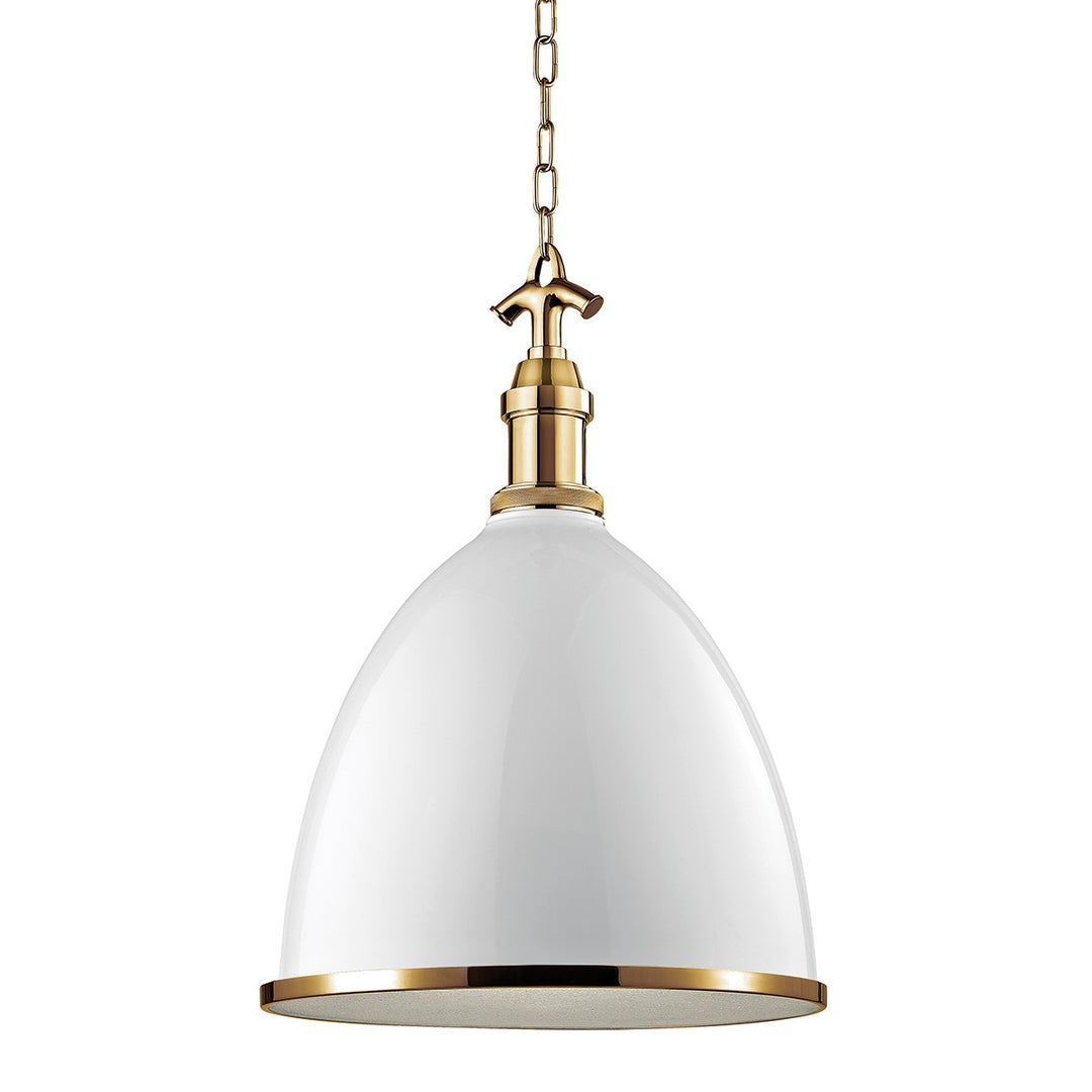 Viceroy One Light Pendant in White/Aged Brass - available from The Lighting Shoppe, trusted by Canadian homeowners