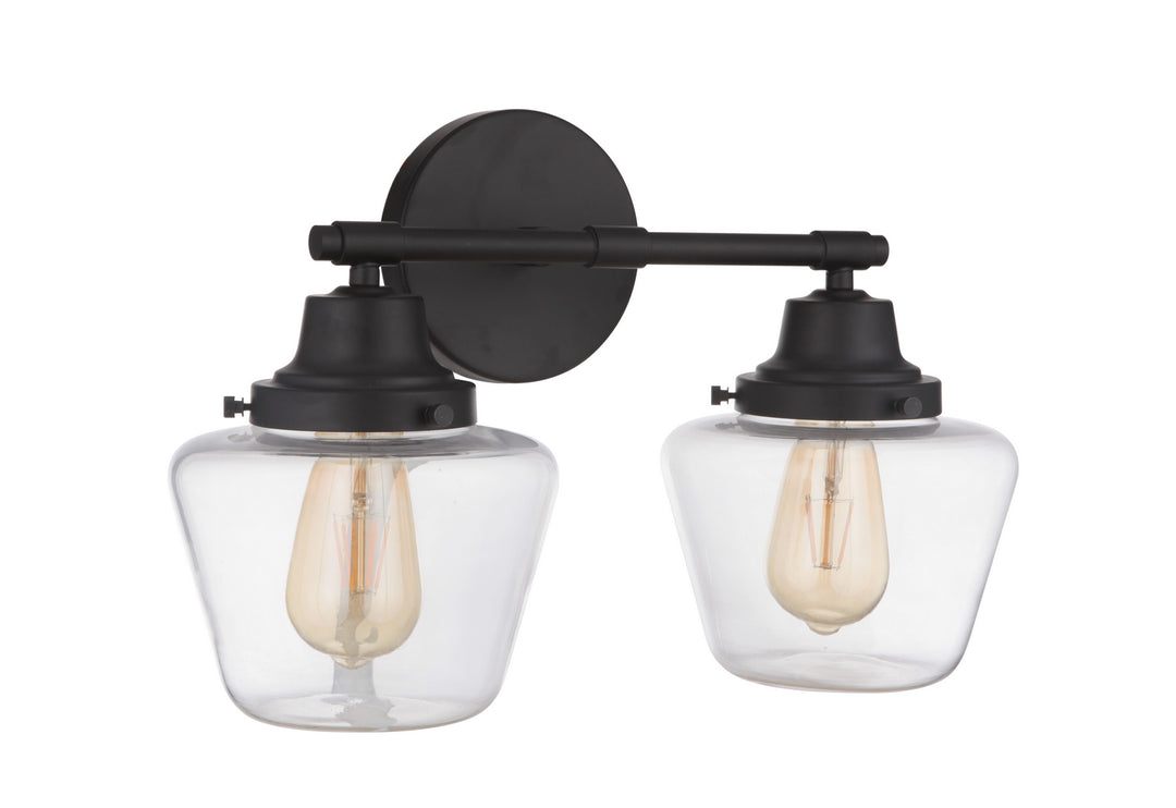 Essex Two Light Vanity in Flat Black - available from The Lighting Shoppe, trusted by Canadian homeowners