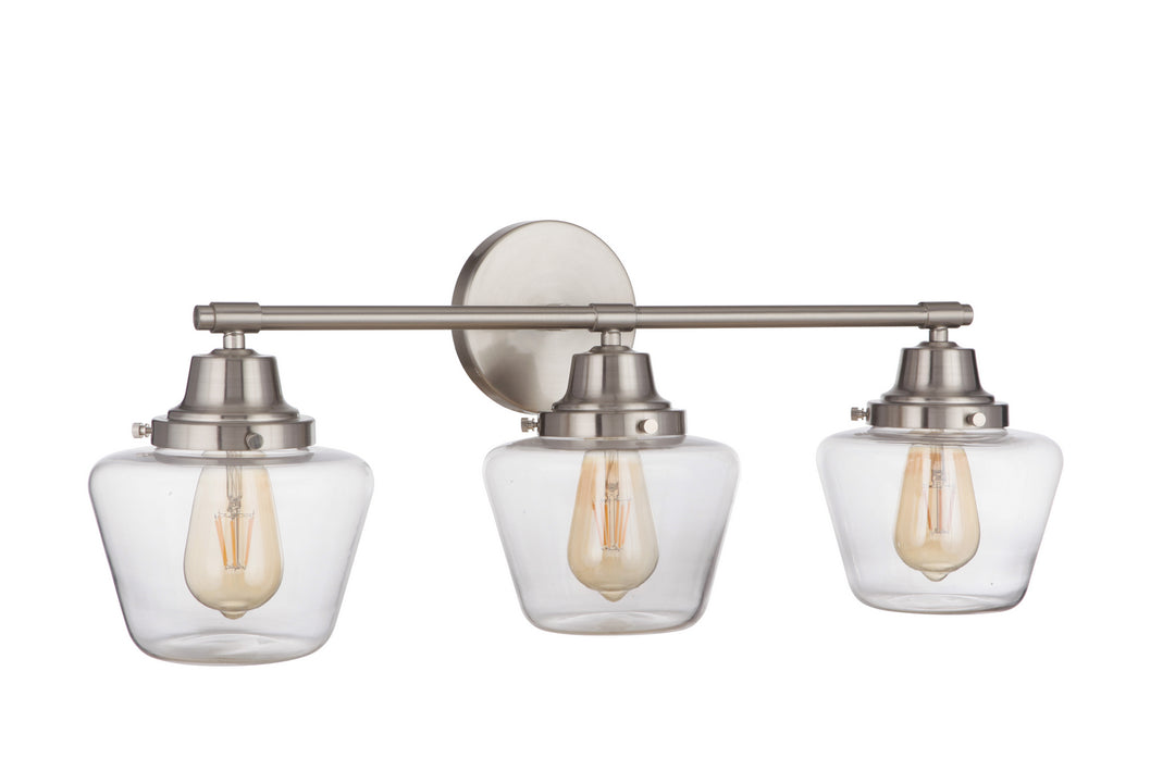 Essex Three Light Vanity in Brushed Polished Nickel - available from The Lighting Shoppe, trusted by Canadian homeowners