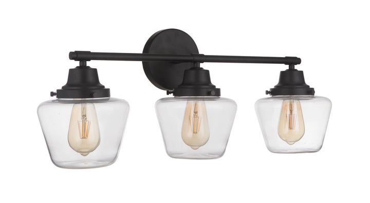 Essex Three Light Vanity in Flat Black - available from The Lighting Shoppe, trusted by Canadian homeowners