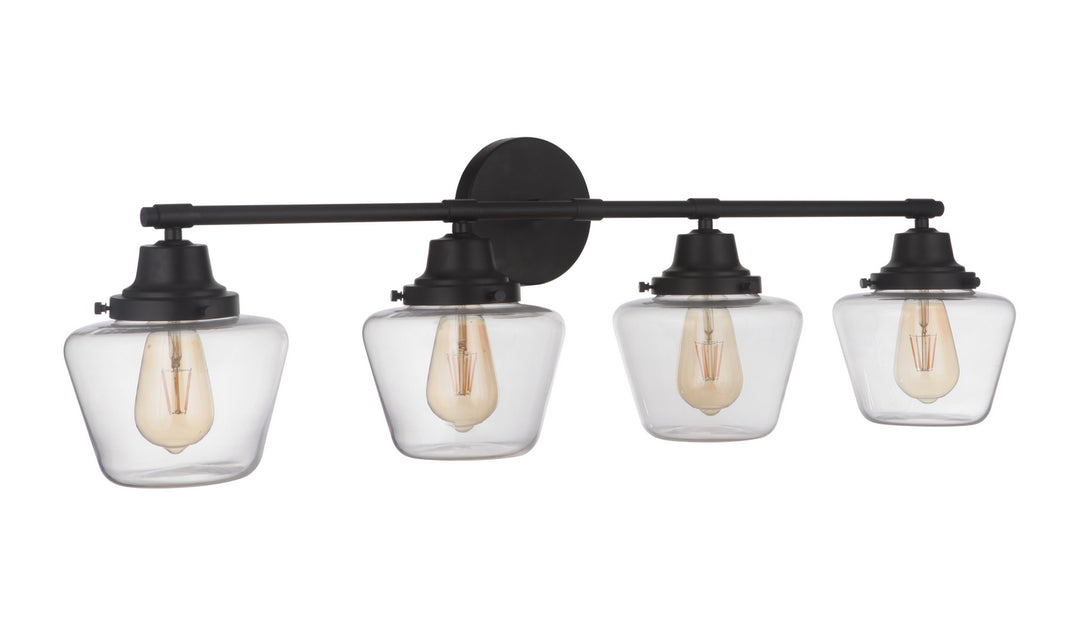 Essex Four Light Vanity in Flat Black - available from The Lighting Shoppe, trusted by Canadian homeowners