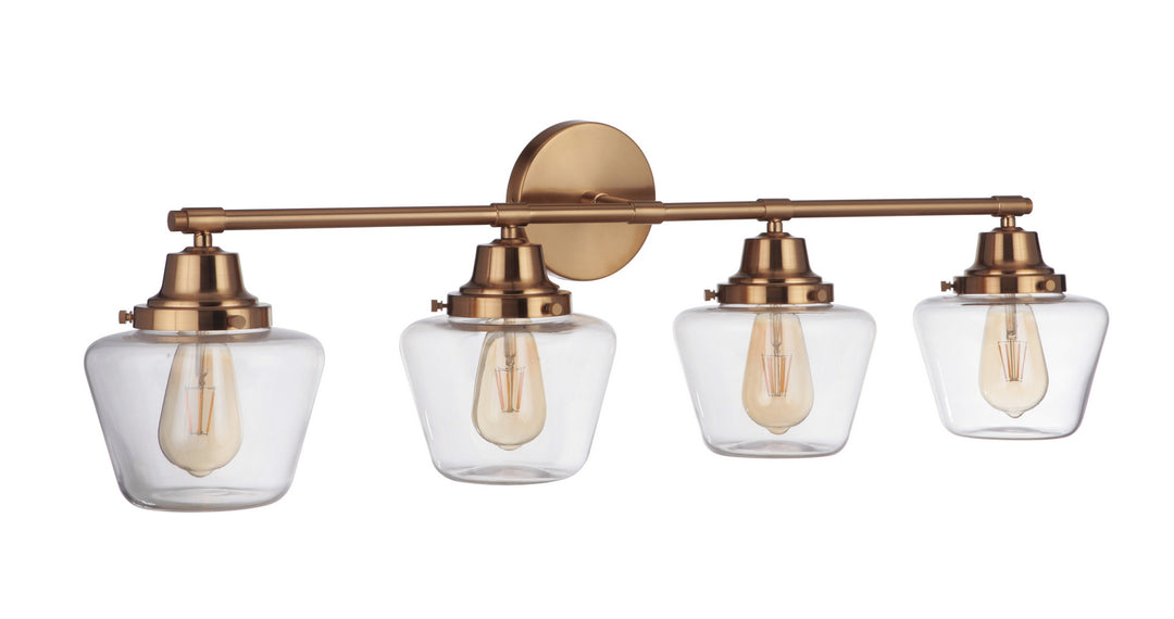 Essex Four Light Vanity in Satin Brass - available from The Lighting Shoppe, trusted by Canadian homeowners