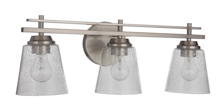 Drake Three Light Vanity in Brushed Polished Nickel - available from The Lighting Shoppe, trusted by Canadian homeowners