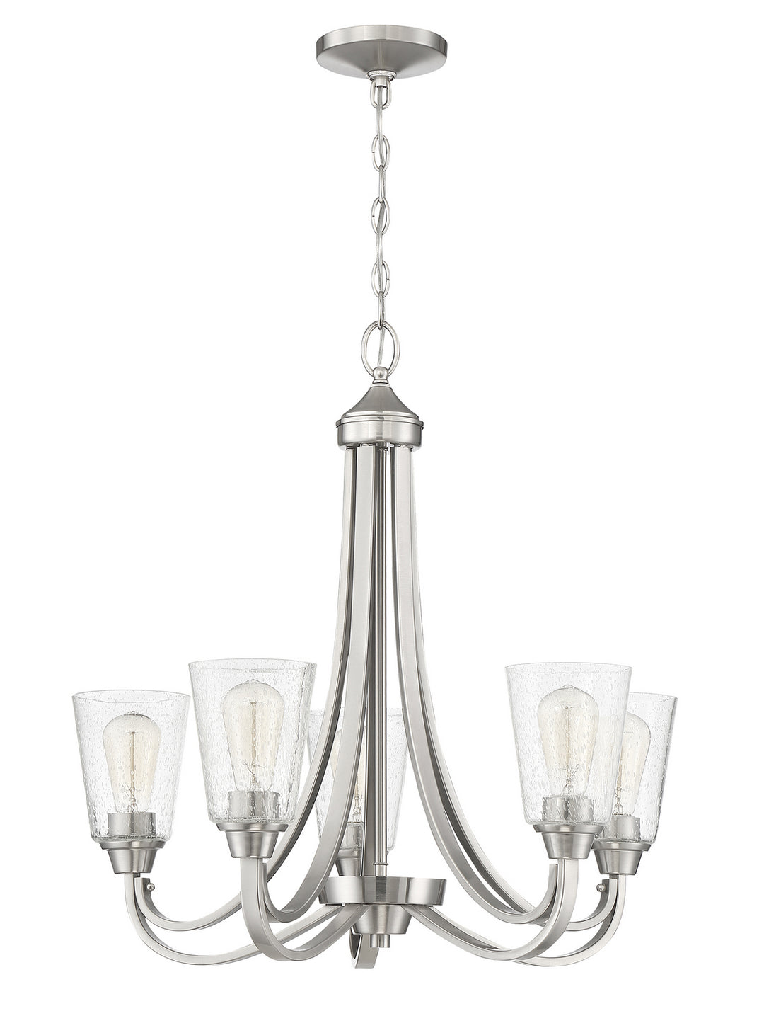 Grace Five Light Chandelier in Brushed Polished Nickel - available from The Lighting Shoppe, trusted by Canadian homeowners