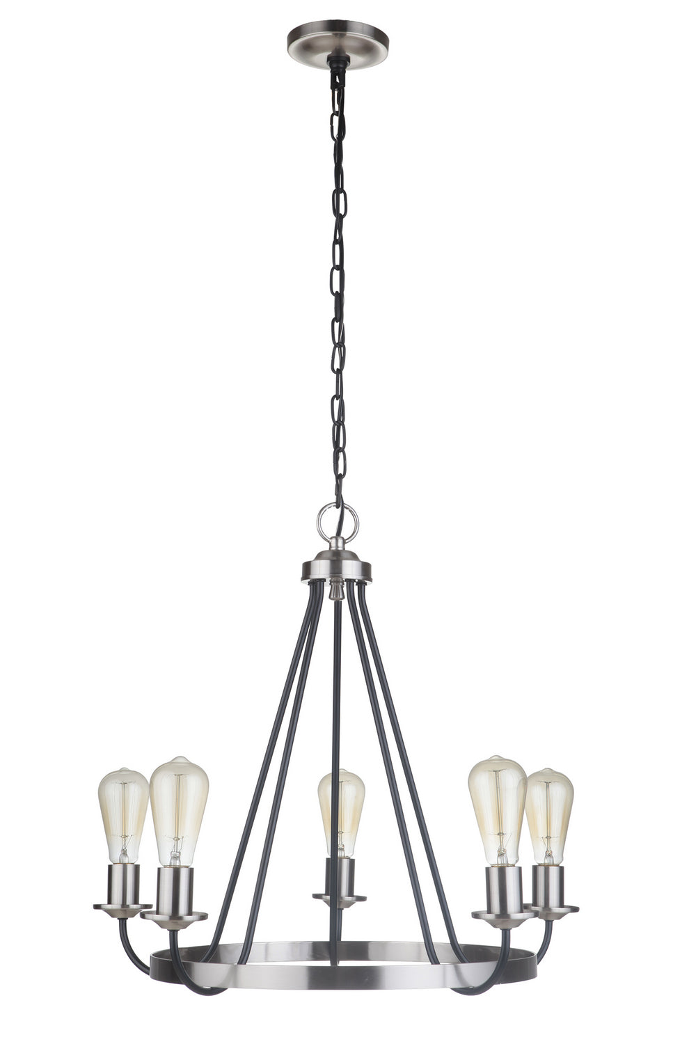 Randolph Five Light Chandelier in Flat Black/Brushed Polished Nickel - available from The Lighting Shoppe, trusted by Canadian homeowners