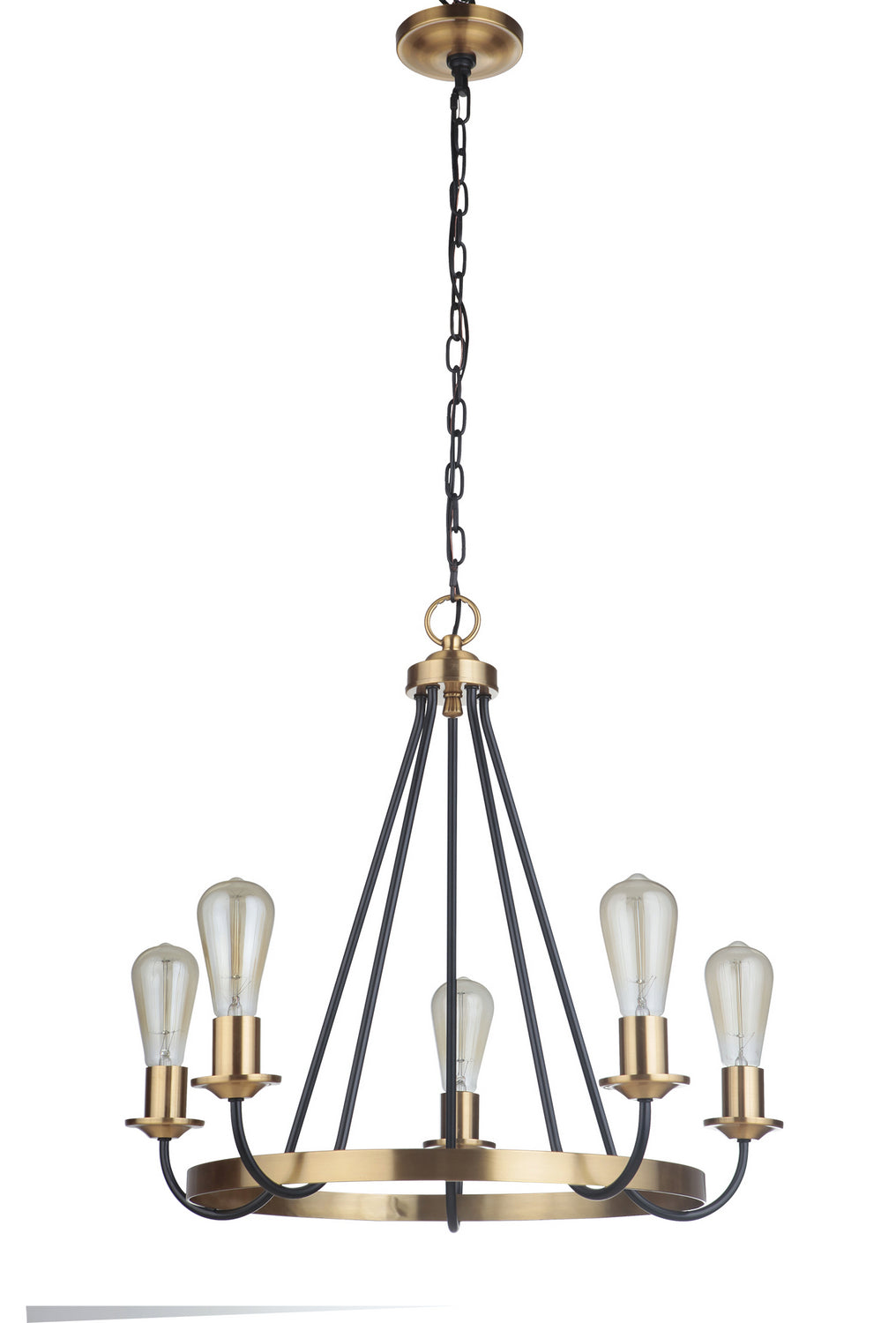 Randolph Five Light Chandelier in Flat Black/Satin Brass - available from The Lighting Shoppe, trusted by Canadian homeowners