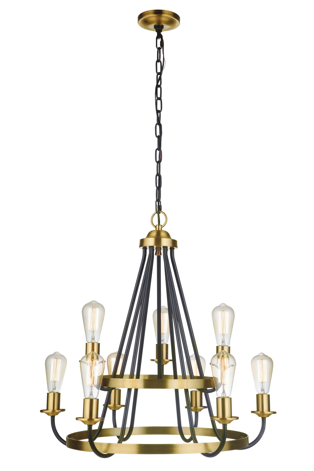 Craftmade Canada - 50329-FBSB - Nine Light Chandelier - Randolph - Flat Black/Satin Brass
