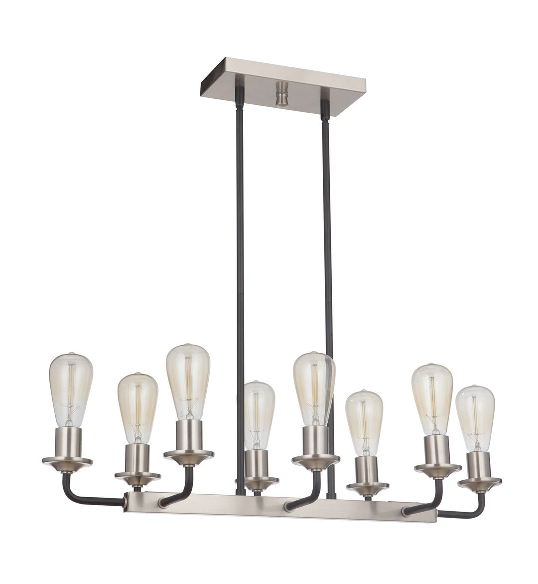 Randolph Eight Light Island Pendant in Flat Black/Brushed Polished Nickel - available from The Lighting Shoppe, trusted by Canadian homeowners