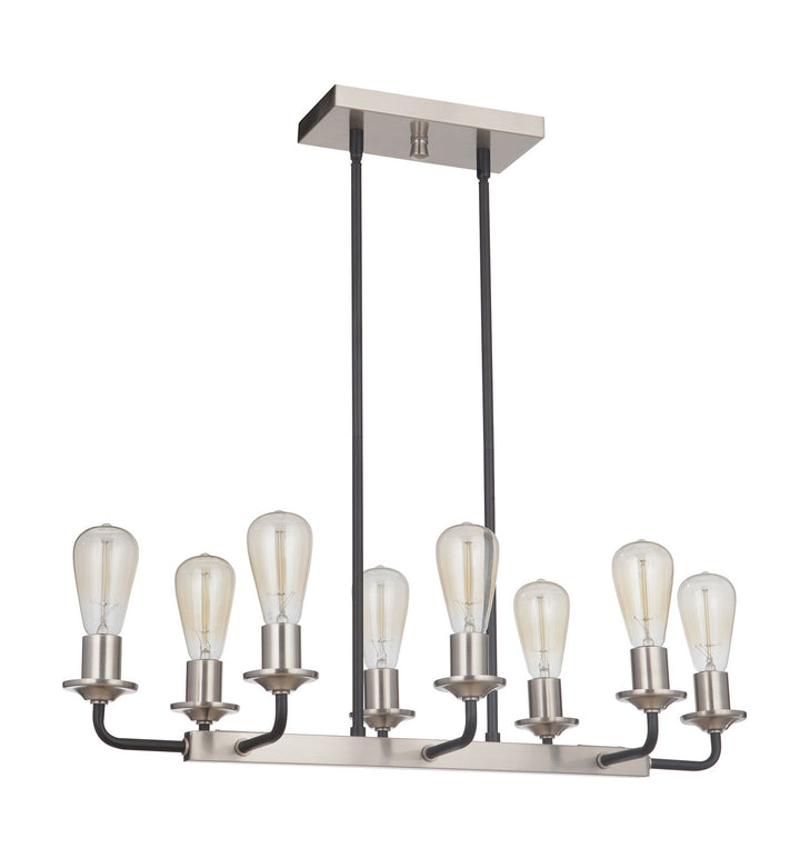 Randolph Eight Light Island Pendant in Flat Black/Brushed Polished Nickel - available from The Lighting Shoppe, trusted by Canadian homeowners