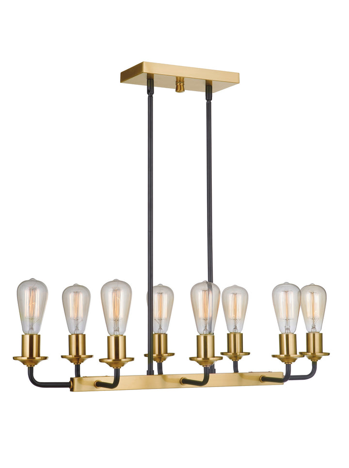 Craftmade Canada - 50378-FBSB - Eight Light Island Pendant - Randolph - Flat Black/Satin Brass