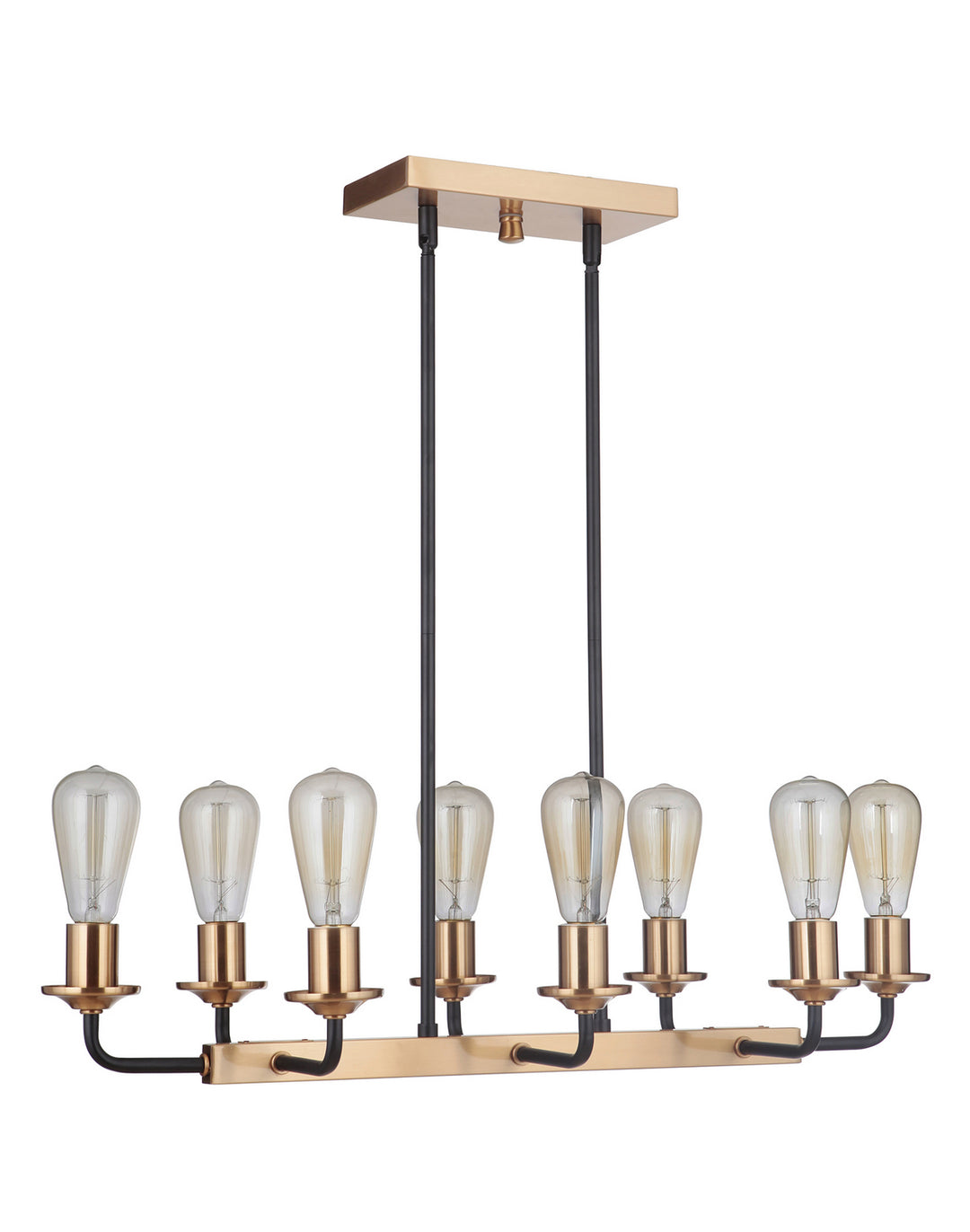 Randolph Eight Light Island Pendant in Flat Black/Satin Brass - available from The Lighting Shoppe, trusted by Canadian homeowners