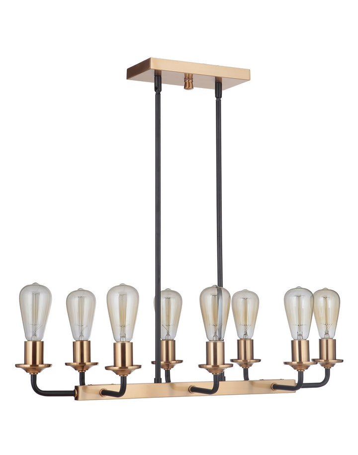 Randolph Eight Light Island Pendant in Flat Black/Satin Brass - available from The Lighting Shoppe, trusted by Canadian homeowners