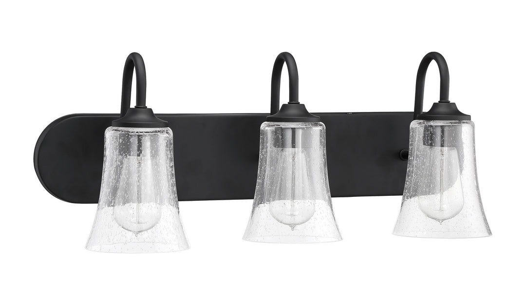 Gwyneth Three Light Vanity in Flat Black - available from The Lighting Shoppe, trusted by Canadian homeowners