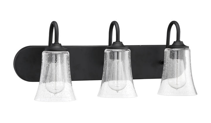 Gwyneth Three Light Vanity in Flat Black - available from The Lighting Shoppe, trusted by Canadian homeowners